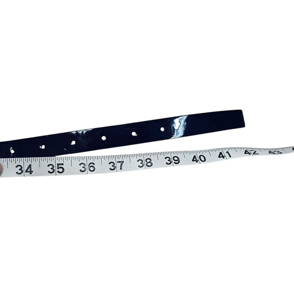J. Crew NWOT 
 Patent Leather Belt Shiny Navy Blue Dress Classic Minimalist M - Picture 6 of 6